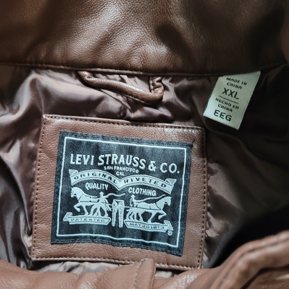 Faux Leather New Levi's Brown Jacket for Women Biker Style Size XXL - Picture 5 of 8